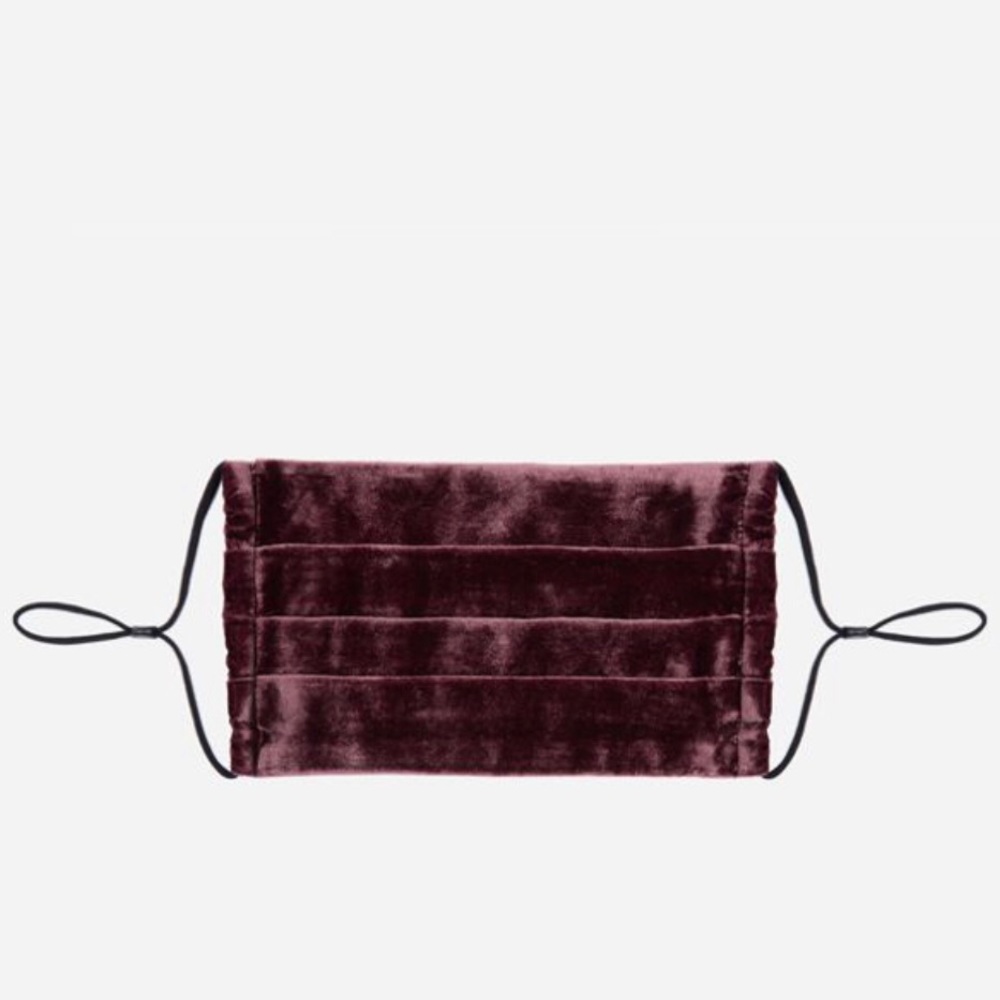 Johnny Was pleated silk velvet face mask red